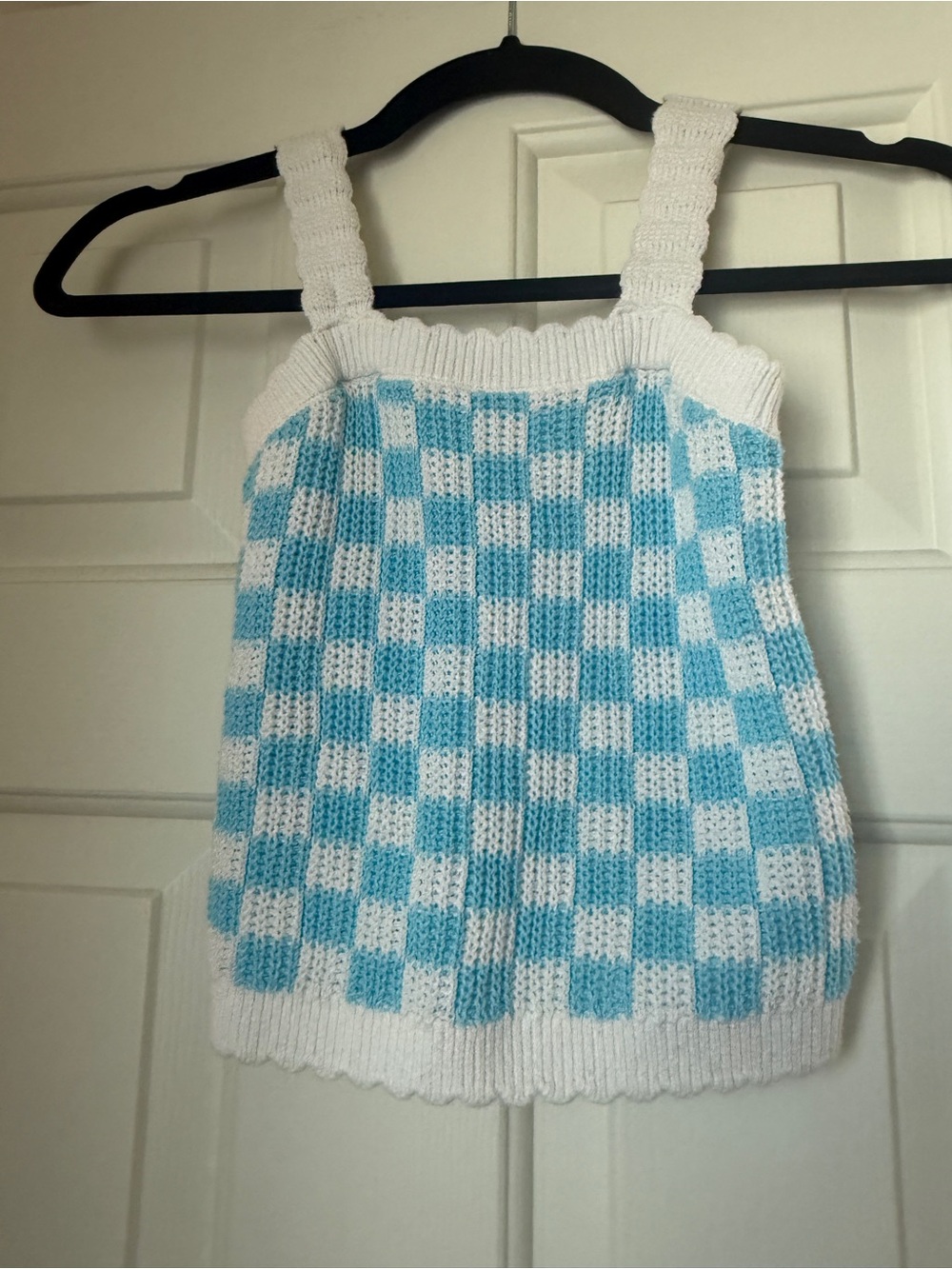 Old Navy Girls Blue & White Checker Knit Tank Top
